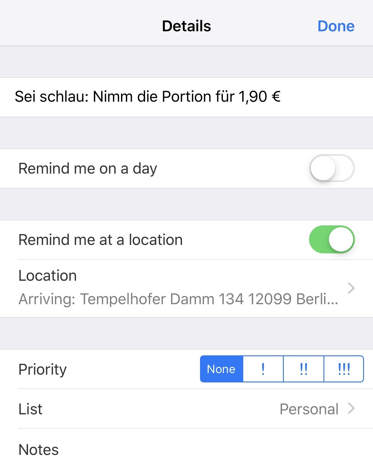 Location-based reminder